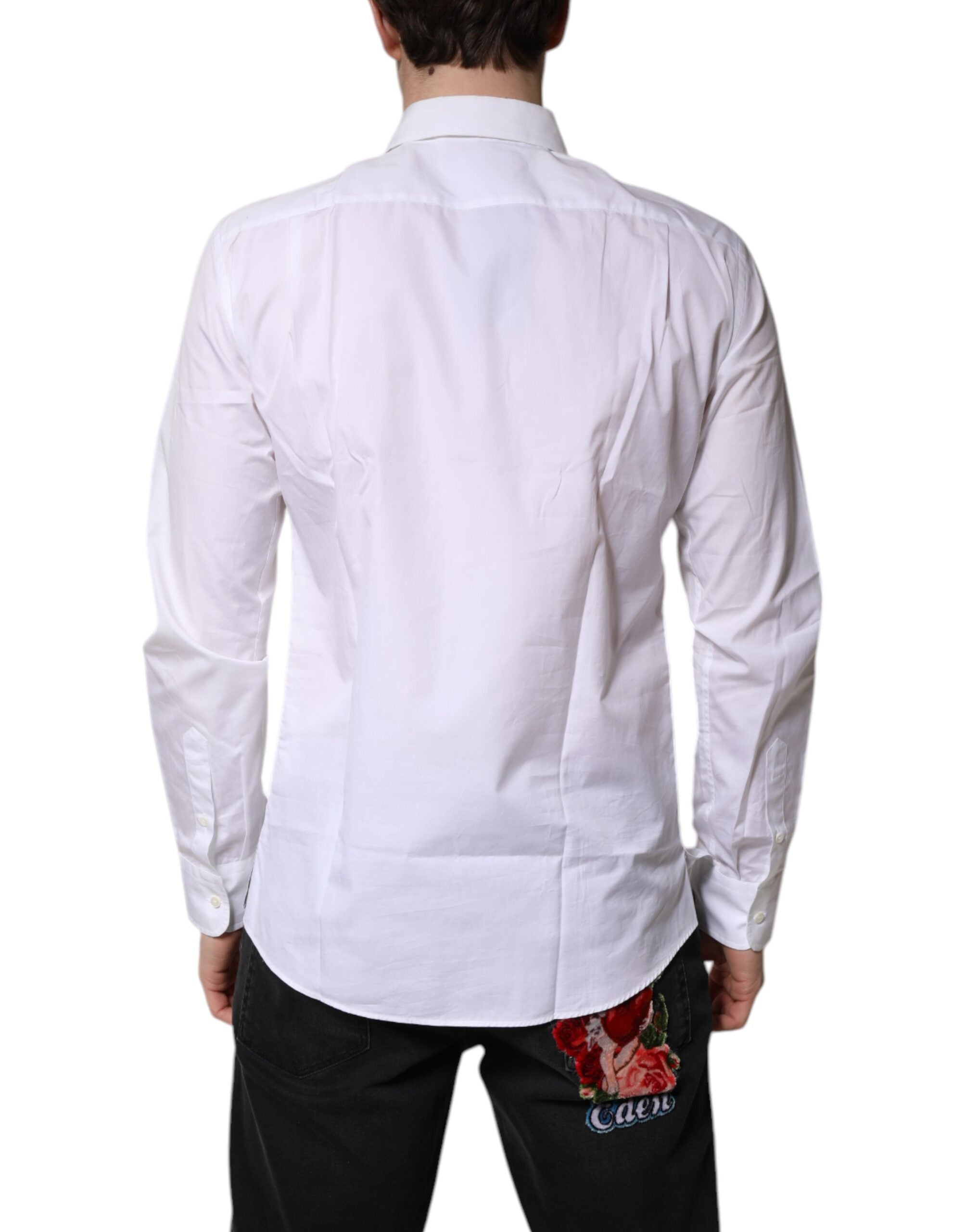 Dolce & Gabbana White Cotton Collared Shirt Formal Shirt